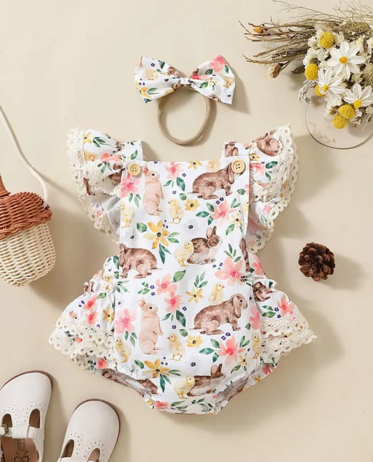 Easter Floral Romper with Headband