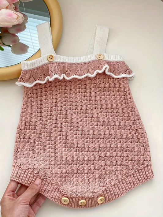 Pink Crochet Bubble Romper