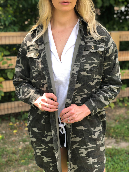 Won't Stop Camo Midi Jacket