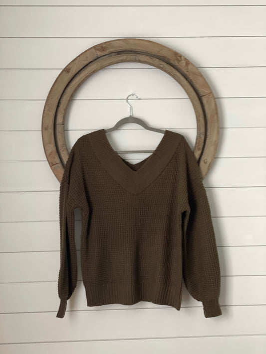 Fireside V-Neck Waffle Sweater