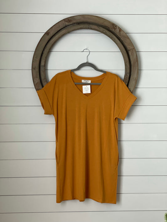 Cuffed Sleeve V-Neck Tunic