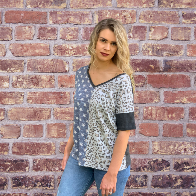 Starry Leopard Knit Top